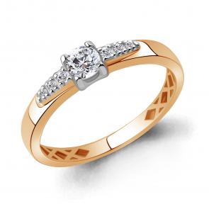 Золотое кольцо AQUAMARINE с фианитом 600314 фото