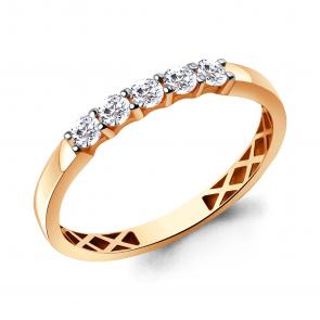 Золотое кольцо AQUAMARINE с фианитом 600345 фото