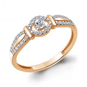 Золотое кольцо AQUAMARINE с фианитом 600578А фото