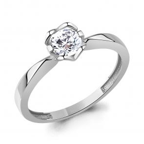 Кольцо из белого золота AQUAMARINE с фианитом 600667б фото