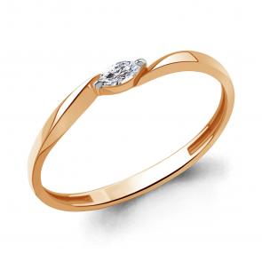 Золотое кольцо AQUAMARINE с фианитом 600693 фото