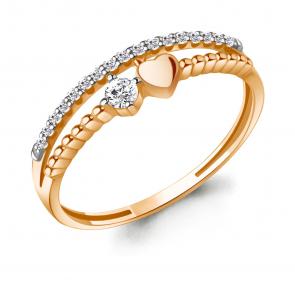 Золотое кольцо AQUAMARINE с фианитом 600734А фото