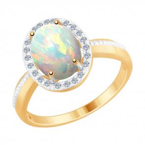 Золотое кольцо SOKOLOV с бриллиантом и опалом 6014059 фото