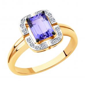 Золотое кольцо SOKOLOV с бриллиантом и танзанитом 6014120 фото