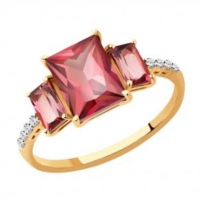 Золотое кольцо SOKOLOV с бриллиантом и турмалином 6014208 фото