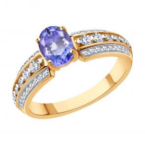 Золотое кольцо SOKOLOV с бриллиантом и танзанитом 6014284 фото