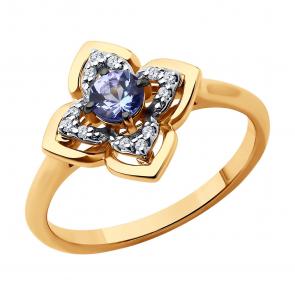 Золотое кольцо SOKOLOV с бриллиантом и танзанитом 6014353 фото