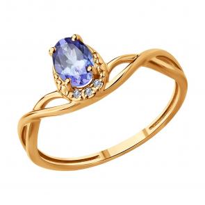 Золотое кольцо SOKOLOV с бриллиантом и танзанитом 6014386 фото