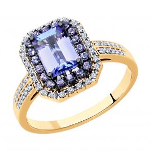 Золотое кольцо SOKOLOV с бриллиантом и танзанитом 6014387 фото