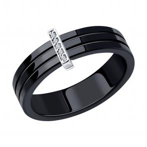 Кольцо из белого золота SOKOLOV с бриллиантом и керамикой 6015112-3 фото