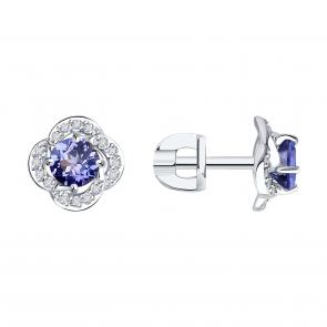 Серьги из белого золота SOKOLOV с бриллиантом и танзанитом 6024432-3 фото