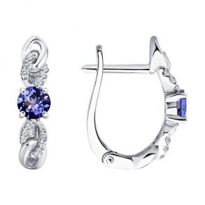 Серьги из белого золота SOKOLOV с бриллиантом и танзанитом 6024448-3 фото