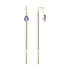 Золотые серьги SOKOLOV с танзанитом 6024499 фото