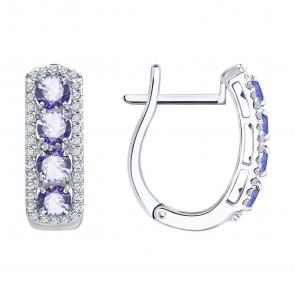 Серьги из белого золота SOKOLOV с бриллиантом и танзанитом 6024515-3 фото
