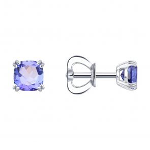 Серьги из белого золота SOKOLOV с танзанитом 6024520-3 фото
