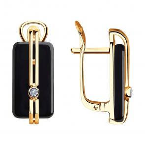 Золотые серьги SOKOLOV с бриллиантом и керамикой 6025107 фото