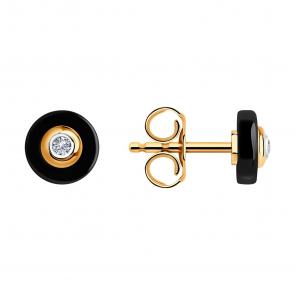 Золотые серьги SOKOLOV с бриллиантом и керамикой 6025133 фото
