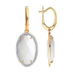 Золотые серьги SOKOLOV с бриллиантом и керамикой 6025150 фото