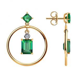 Золотые серьги SOKOLOV с бриллиантом и топазом Swarovski 6026005 фото
