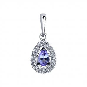 Подвеска из белого золота SOKOLOV с бриллиантом и танзанитом 6034057 фото