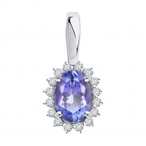 Подвеска из белого золота SOKOLOV с бриллиантом и танзанитом 6034127-3 фото