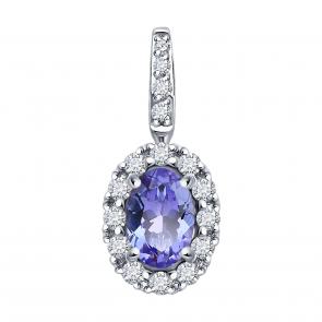 Подвеска из белого золота SOKOLOV с бриллиантом и танзанитом 6034137-3 фото