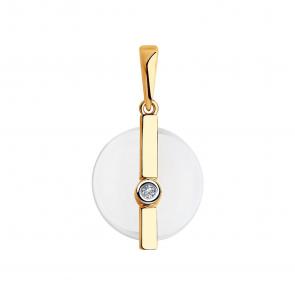 Золотая подвеска SOKOLOV с бриллиантом и керамикой 6035053 фото