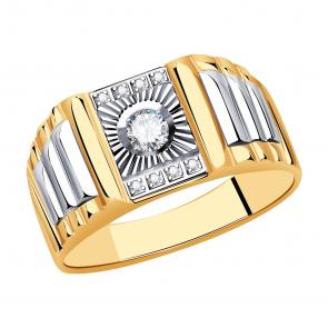 Золотое кольцо AQUAMARINE с фианитом 60604А фото