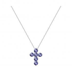 Колье-крест из белого золота SOKOLOV с танзанитом 6074058-3 фото