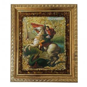 Икона ручной работы Великомученик Георгий Победоносец ИП Шавкунов ИН с янтарем 6128310-м фото