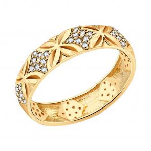 Золотое обручальное кольцо 5 мм AQUAMARINE с фианитом 62220А фото