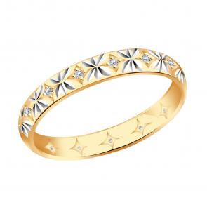 Золотое обручальное кольцо 3 мм AQUAMARINE с фианитом 62227А фото