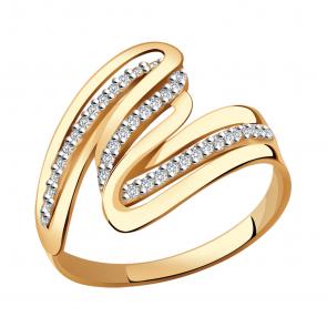 Золотое кольцо AQUAMARINE с фианитом 62679А фото