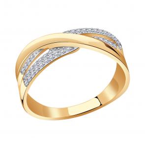 Золотое кольцо AQUAMARINE с фианитом 63016А фото