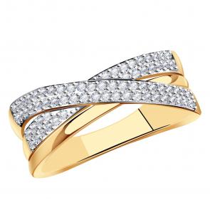 Золотое кольцо AQUAMARINE с фианитом 63018А фото