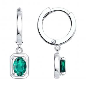 Серебряные серьги SOKOLOV с изумрудом 63020007 фото