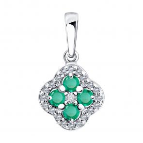 Серебряная подвеска SOKOLOV с фианитом и изумрудом 63030000 фото