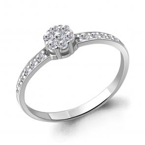 Кольцо из белого золота AQUAMARINE с фианитом 632701б фото