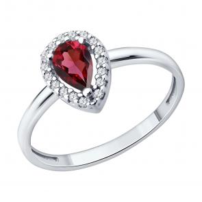Серебряное кольцо SOKOLOV с фианитом и рубином 64010005 фото