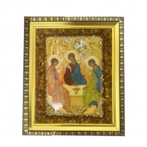 Икона ручной работы Святая Троица ИП Шавкунов ИН с натуральным янтарём 6408450-м фото