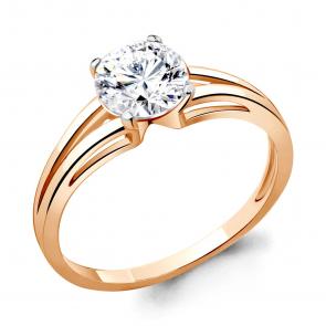 Золотое кольцо AQUAMARINE с фианитом 660431 фото