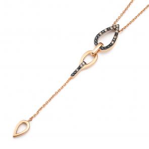 Золотое колье АЛЬКОР с чёрным бриллиантом и коньячным бриллиантом 66082-164 фото