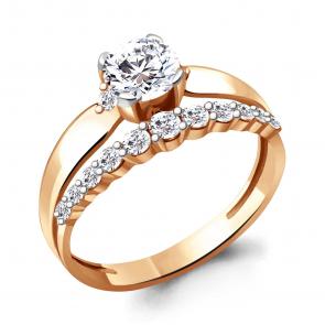 Золотое кольцо AQUAMARINE с фианитом 661151 фото