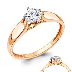 Золотое кольцо AQUAMARINE с фианитом 663631 фото