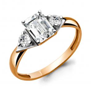 Золотое кольцо AQUAMARINE с Swarovski 66478 фото