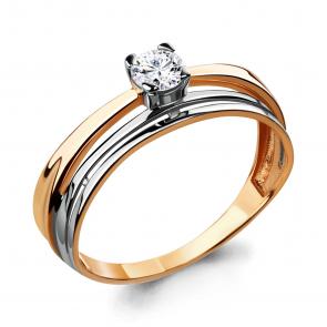 Золотое кольцо AQUAMARINE с фианитом 665681 фото