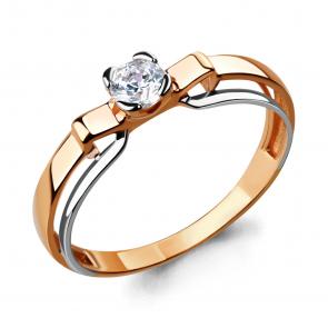 Золотое кольцо AQUAMARINE с фианитом 665711 фото