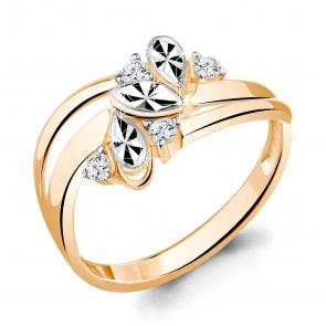 Золотое кольцо AQUAMARINE с фианитом 67243 фото