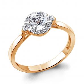 Золотое кольцо AQUAMARINE с фианитом 67282А фото