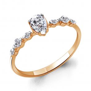 Золотое кольцо AQUAMARINE с фианитом 67787 фото